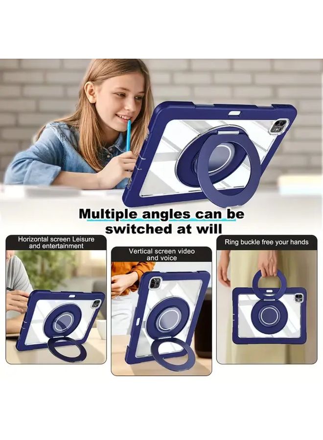 غطاء آيباد إير 11 2024 إم 2 أزرق غامق مع حامل دوّار 720 درجة وواقي شاشة - Image 2